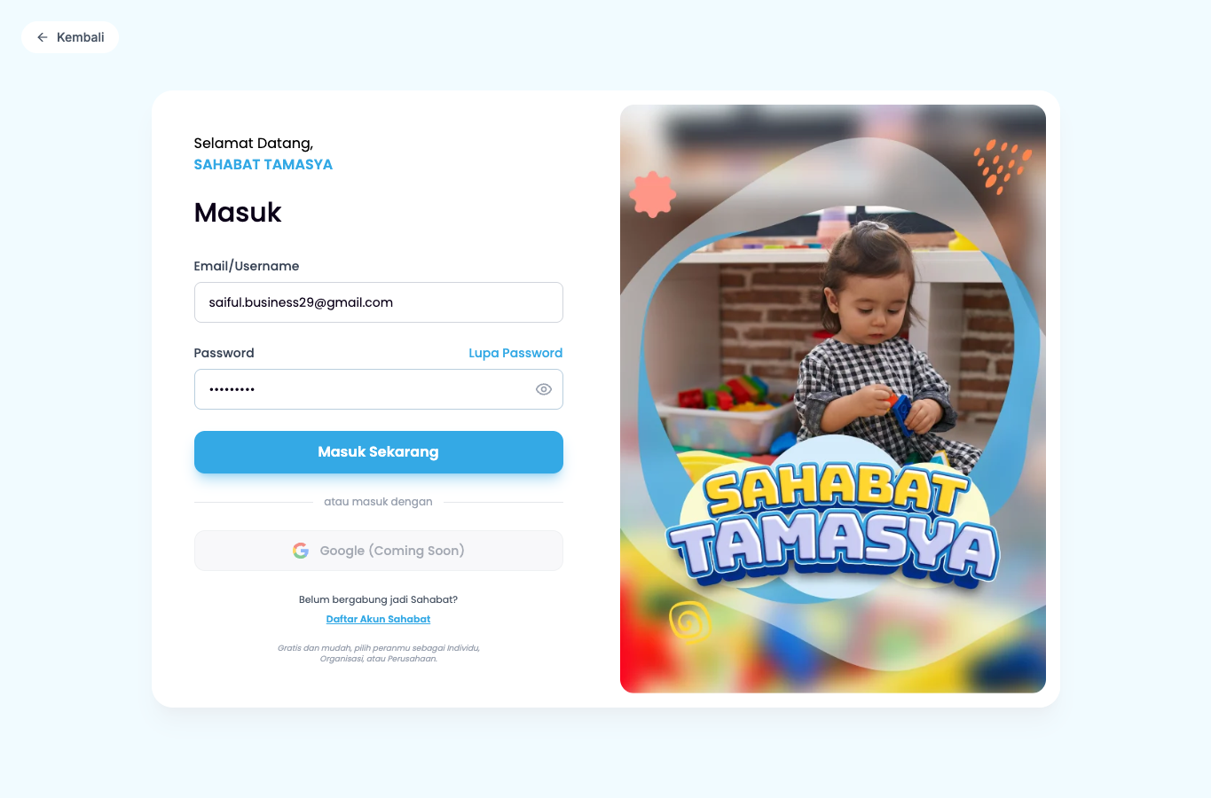 Form login terisi